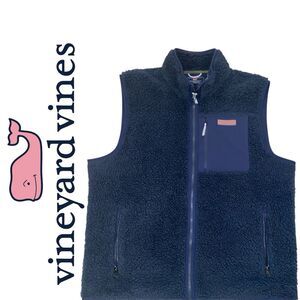 Vineyard Vines Sherpa Vest Men’s XL Blue Fleece Jacket NEW Full Zip Coat